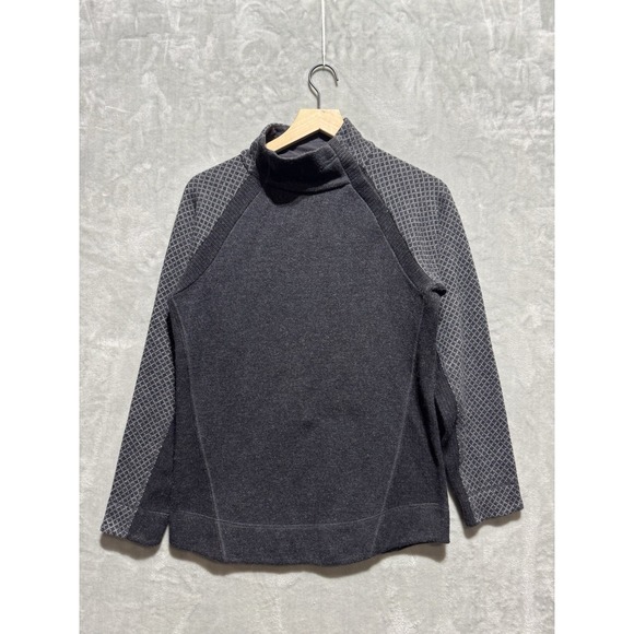 Prana Tops - prAna Women's Medium Snap Pullover Gray Black Fleece Long Sleeve Activewear Top
